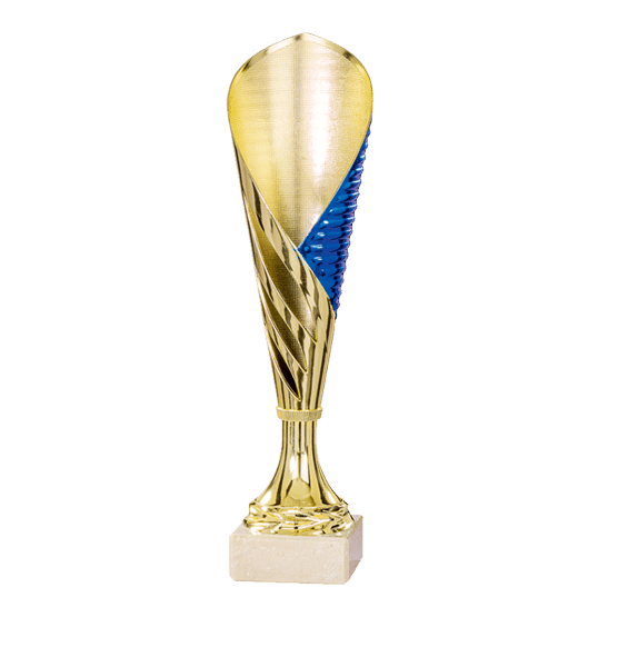 Guld och blåfärgad pokal