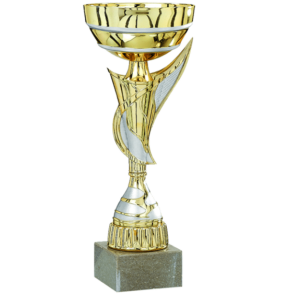 Pokal i guldvalör med gråa detaljer