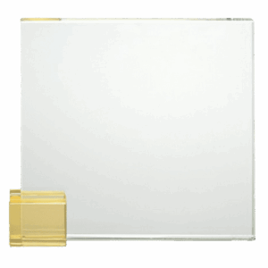 Glastrofé med gul glasdetalj