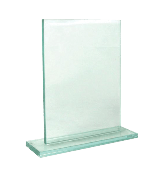 Rektangulär glasstatyett i grönt jadeglas, retangulärt stående på glassockel.